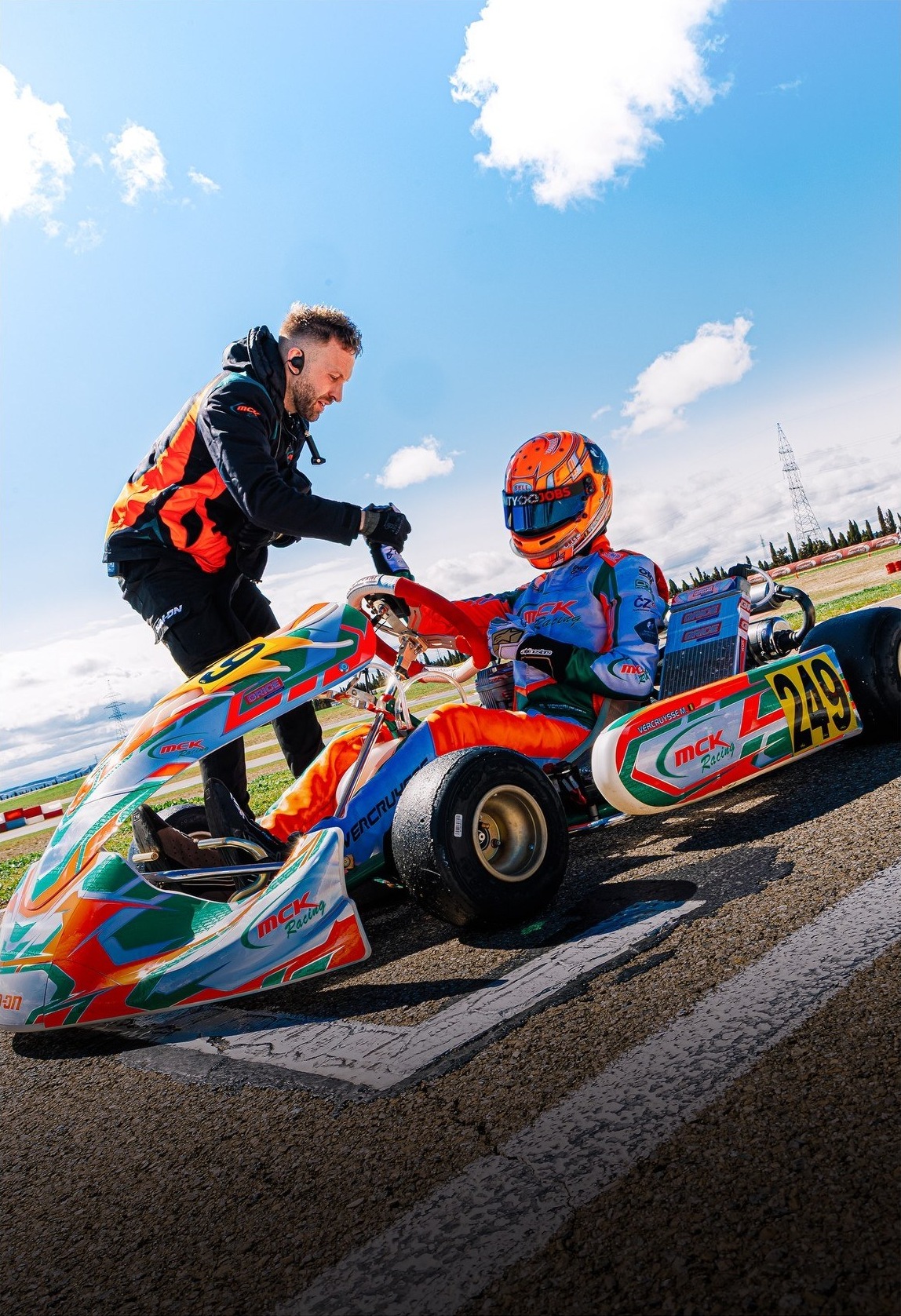 Kart on track at sunset, IAME Euro Series in Zuera
