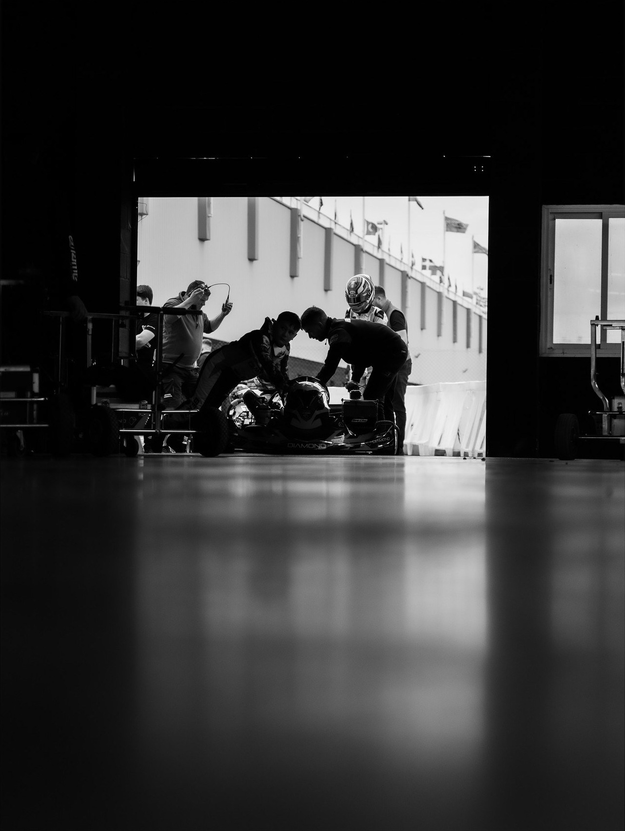 Team watching from the wall, IAME Euro Series in Zuera