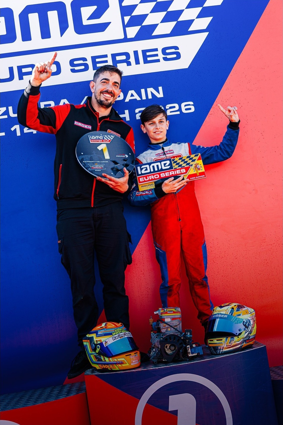 Podium celebration, IAME Euro Series in Zuera